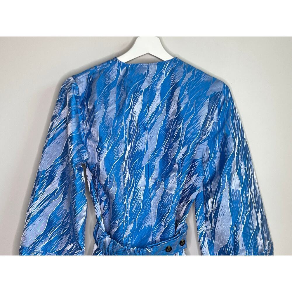 Ganni Blue Print Mini Dress - Picture 4 of 12